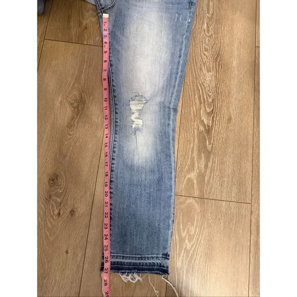 Kut From The Kloth Size 6 Reese Ankle Straight Jeans Rosette Floral Embroidered